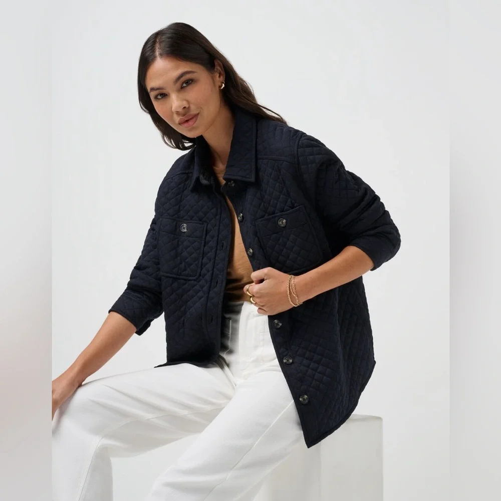 NWT Travis Mathew Diamond Quilted Shacket Black Sz XS - Picture 3 of 10